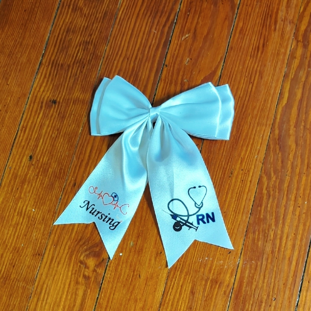 White Nursing Bow for Nursing Student Graduation Accessories.